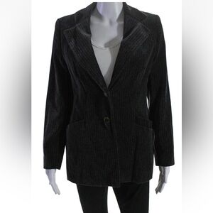 Vintage Escada Margaretha Ley pinstriped gray cotton velvet Blazer Sz 38